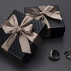 MESHA Cardboard Jewelry Boxes, 3.5x3.5x1 Cotton Filled Jewelry Gift Box with Lid, Jewelry Boxes for Small Business, Packing, Shipping, Necklace, Earring, Bracelet, Black, Pack of 52 Jewelry Boxes