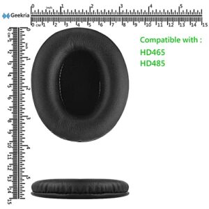 Geekria QuickFit Replacement Ear Pads for Sennheiser HD465, HD485 Headphones Ear Cushions, Headset Earpads, Ear Cups Cover Repair Part (Black)