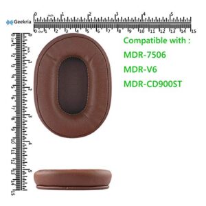 Geekria QuickFit Replacement Ear Pads for Sony MDR-7506, MDR-V6, MDR-CD900ST Headphones Ear Cushions, Headset Earpads, Ear Cups Cover Repair Parts (Brown)