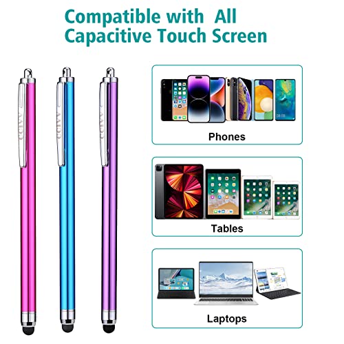 Stylus Pens for Touch Screens iPad iPhone Kindle Fire (Pink/Purple/Aqua Blue)