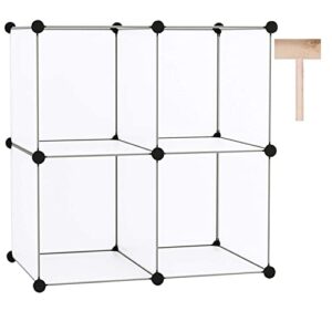 c&ahome cube storage organizer, 4-cube shelving units, diy closet storage, modular book shelf, ideal for bedroom, living room, office, 24.8" l x 12.4" w x 24.8" h translucent white sbtm3004a