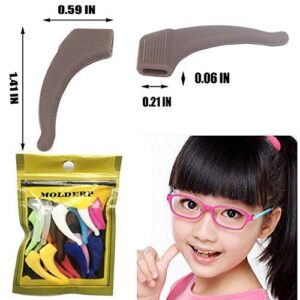 MOLDERP Glasses Ear Grip - 15 pairs Kids and Adults Sport Eyeglass Strap Holder, Eyewear Retainer, Silicone Anti Slip Holder For Glasses, Eyeglass Temple Tip (Multicolored1)