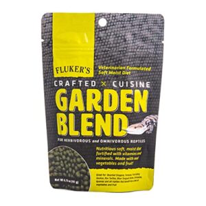 fluker's crafted cuisine diet - garden blend - herbivorous and omnivorous reptile food, made with real fruits & veggies, 6.75oz