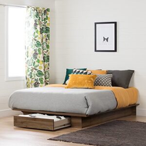 South Shore Holland Platform Bed (54/60''), Full/Queen, Natural Walnut