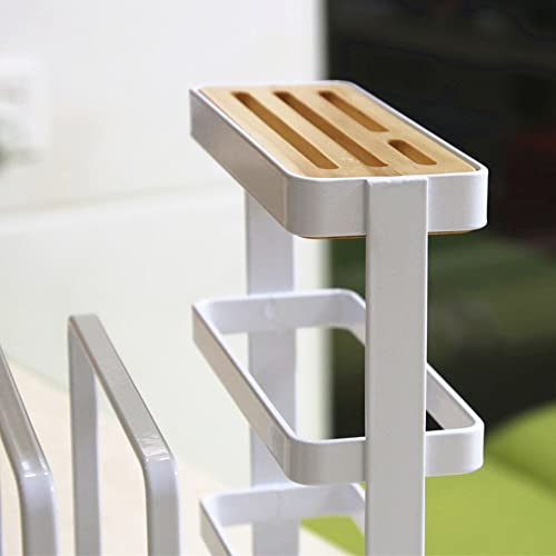 GeLive Metal Knife Block Cutting Board Chopper Holder Drying Rack Kitchen Storage Organizer Counter Display Stand (White)