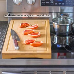 Trademark Innovations 21.5" Bamboo Sink and Stove Burner Cover & Cutting Board