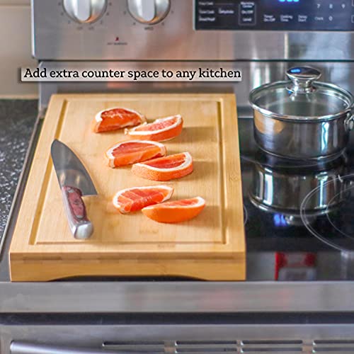 Trademark Innovations 21.5" Bamboo Sink and Stove Burner Cover & Cutting Board