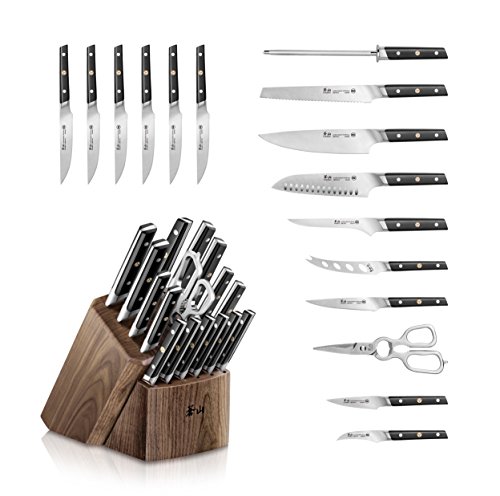 Cangshan TC Series 1021455 Swedish 14C28N Steel Forged 17-Piece Knife Block Set, Walnut