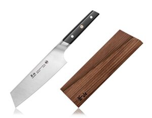 cangshan tc series 1021080 swedish 14c28n steel forged 7-inch nakiri knife and wood sheath set