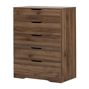 south shore holland 5-drawer chest, natural walnut