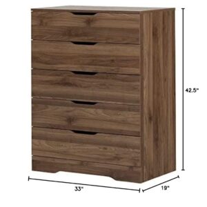 South Shore Holland 5-Drawer Chest, Natural Walnut