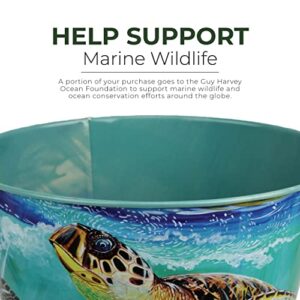 Rivers Edge Products Metal Waste Basket, 10.5-Inch Small Trash Can, Novelty Garbage Can for Office, Kitchen, Bathroom, or Bedroom, Nature and Coastal Home Decor, Guy Harvey Sea Turtle