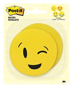 post-it printed notes, 2 pads/pack, 30 sheets/pad, 2.9 in x 2.9 in, emoji designs, 4 alternating faces (bc-2030-emoji) , yellow