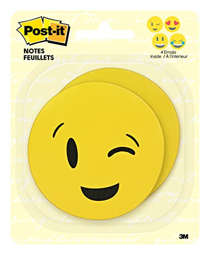 Post-it Printed Notes, 2 Pads/Pack, 30 Sheets/Pad, 2.9 in x 2.9 in, Emoji designs, 4 alternating faces (BC-2030-EMOJI) , Yellow