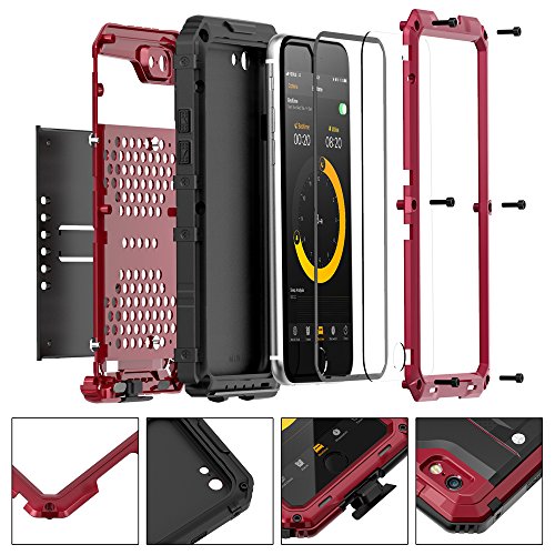 seacosmo Case for iPhone SE 2020, iPhone 7/8 Waterproof, Full Body Protective Shell with Built-in Screen Protector, Military Grade Rugged Heavy Duty Cover, Red