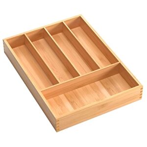 bamboo cutlery tray kitchen utensil silverware flatware drawer organizer dividers with 5 compartment