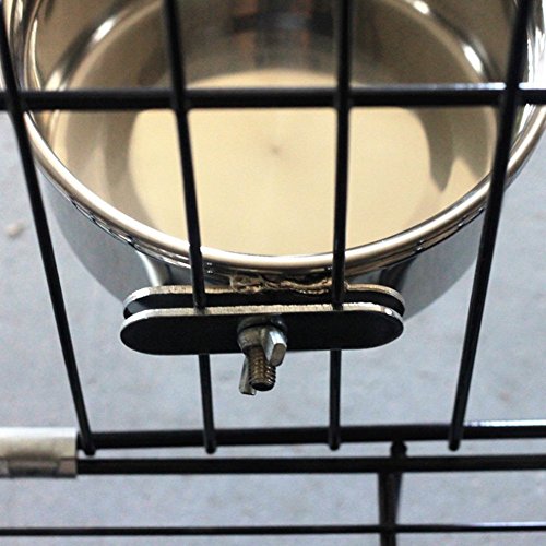 Hypeety Stainless Steel Food Water Bowl for Pet Bird Crates Cages Coop Dog Cat Parrot Bird Rabbit Pet (Large,14 * 6cm)