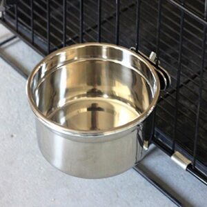 Hypeety Stainless Steel Food Water Bowl for Pet Bird Crates Cages Coop Dog Cat Parrot Bird Rabbit Pet (Large,14 * 6cm)