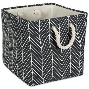 dii polyester container with handles, herringbone storage bin, large square, black