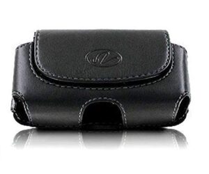 wonderfly horizontal holster for flip phone or smartphone up to 4.25x2.25x0.85 inch in dimensions, a leather carrying case with belt clip and belt loops