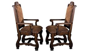 crown mark neo renaissance dining arm chair in warm brown (set of 2) 2401a