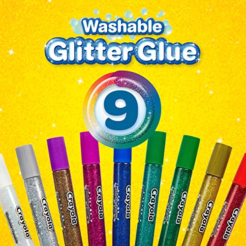 Crayola Washable Glitter Glue Pens, 9 Count, Colors may vary