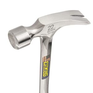 ESTWING Framing Hammer - 22 oz Long Handle Straight Rip Claw with Milled Face & Shock Reduction Grip - E3-22SM