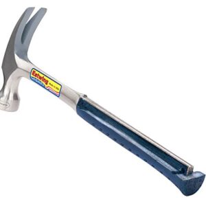 Estwing E3‐22S 22 oz Straight Claw Hammer with Smooth Face & Shock Reduction Grip, Silver