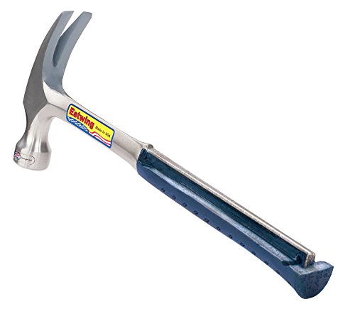 Estwing E3‐22S 22 oz Straight Claw Hammer with Smooth Face & Shock Reduction Grip, Silver