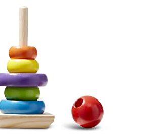 Melissa & Doug Rainbow Stacker Wooden Ring Educational Toy - Wooden Rainbow Stacking Rings Baby Toy, Stacker Toys For Infants And Toddlers