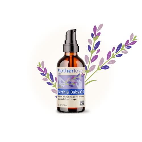 Motherlove Birth & Baby Oil (2 oz) Gentle Lavender-Infused Oil for Perineal, Labor & Baby Massage—Non-GMO, Organic Herbs