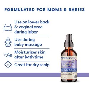 Motherlove Birth & Baby Oil (2 oz) Gentle Lavender-Infused Oil for Perineal, Labor & Baby Massage—Non-GMO, Organic Herbs