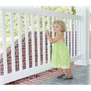 KidKusion Deck Guard | Made in USA | 16' L x 38" H | Clear | Outdoor Balcony and Stairway Deck Rail Safety Net | Child Safety; Pet Safety; Toy Safety, 4500