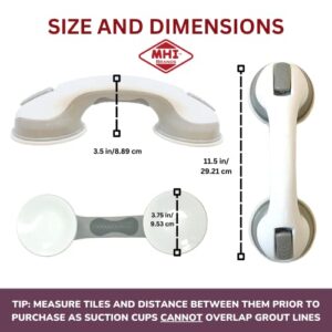 Safe-er-Grip Safe-er-Grip Changing Lifestyles Suction Cup Grab Bars for Bathtubs & Showers; Safety Bathroom Assist Handle, White & Grey, 12 inches