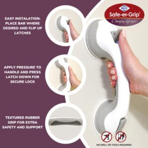 Safe-er-Grip Safe-er-Grip Changing Lifestyles Suction Cup Grab Bars for Bathtubs & Showers; Safety Bathroom Assist Handle, White & Grey, 12 inches