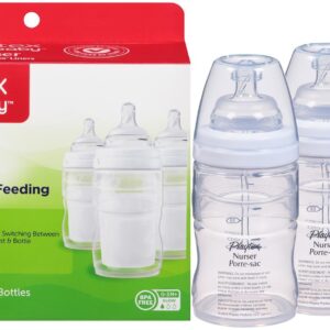 Playtex Baby Nurser Bottle with Disposable Drop-Ins Liners, for Breastfed Babies, 4 Ounce Bottles, 3 Count