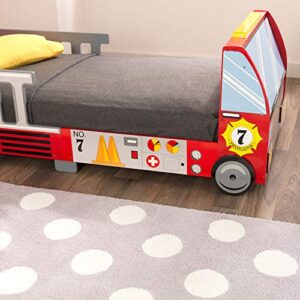 KidKraft Fire Truck Wooden Toddler Bed with Guard Rails, Children's Furniture - Red, Gift for Ages 15 mo+, 59.2 x 28.8 x 21