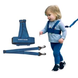 toddler leash & harness for child safety - keep kids & babies close - padded shoulder straps for children's comfort - fits toddlers w/ chest size 14-25 inches - kid keeper by mommy's helper (blue)