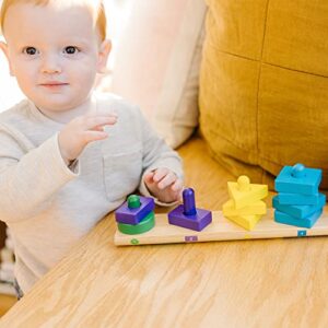 Melissa & Doug Stack and Sort Board - Wooden Educational Toy for age 2+ years With 15 Solid Wood Pieces