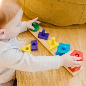 Melissa & Doug Stack and Sort Board - Wooden Educational Toy for age 2+ years With 15 Solid Wood Pieces