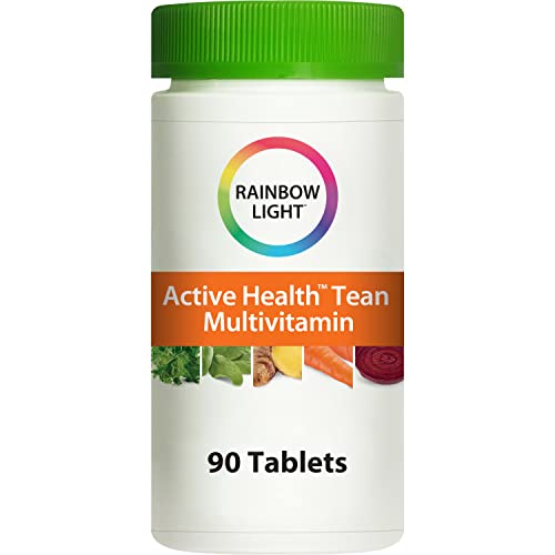 Rainbow Light Multivitamin for Teens, Vitamin C, Zinc, & B Complex, Supports Brain Health, Nerve Function, and a Strong Immune System, Gluten Free, Vegetarian, Fruit Punch, 90 Tablets