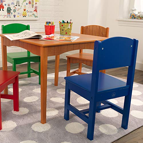 KidKraft Nantucket Kid's Wooden Table & 4 Chairs Set with Wainscoting Detail - Primary, Gift for Ages 3-8