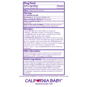 california baby super sensitive spf 30+ sunscreen lotion | broad spectrum | unscented mineral sunscreen face & body | allergy-friendly | coral reef safe | benzene-free | baby, kids, adults physical sunscreen for sensitive skin or eczema | 82 g / 2.9 oz.