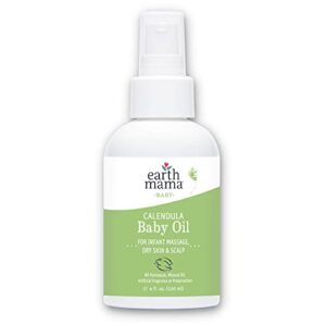 earth mama calendula baby oil | massage oil for newborn skin care, dry skin & scalp moisturizer, fragrance free, 4-fluid ounce