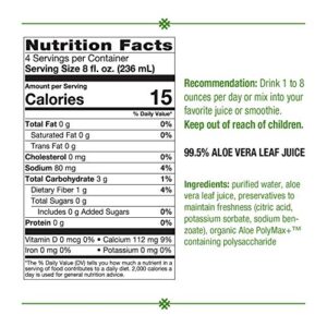 Nature's Way Premium Quality Aloe Vera Leaf Juice 99.5% Purified, 33.8 fl oz
