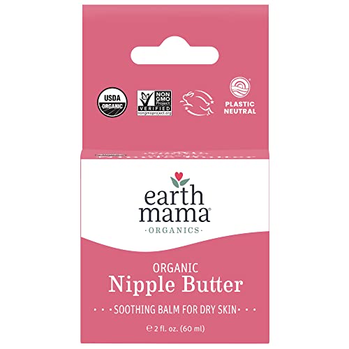 Organic Nipple Butter Breastfeeding Cream by Earth Mama | Lanolin-free, Postpartum Essentials Safe for Nursing, Non-GMO Project Verified, 2-Fluid Ounce