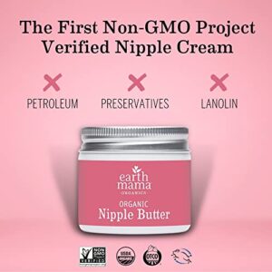 Organic Nipple Butter Breastfeeding Cream by Earth Mama | Lanolin-free, Postpartum Essentials Safe for Nursing, Non-GMO Project Verified, 2-Fluid Ounce