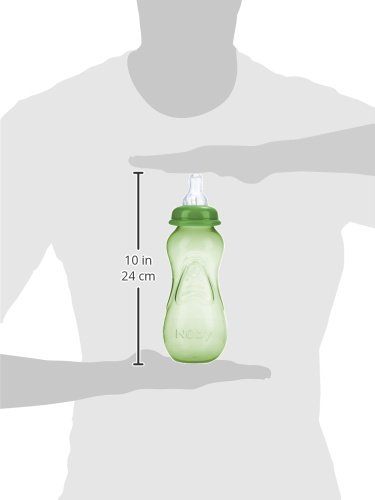 Nuby Non-Drip Standard Neck Bottles, 10 Ounce, Colors May Vary, 3 Count (Pack of 1)