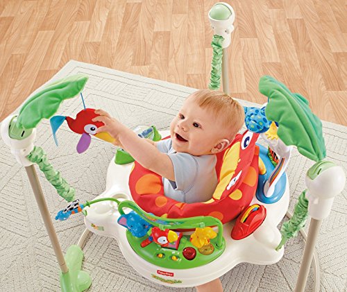 Fisher-Price Baby Bouncer Rainforest Jumperoo Activity Center with Music Lights Sounds and Developmental Toys