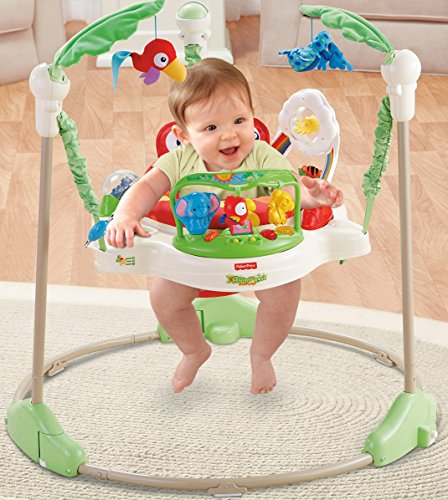 Fisher-Price Baby Bouncer Rainforest Jumperoo Activity Center with Music Lights Sounds and Developmental Toys